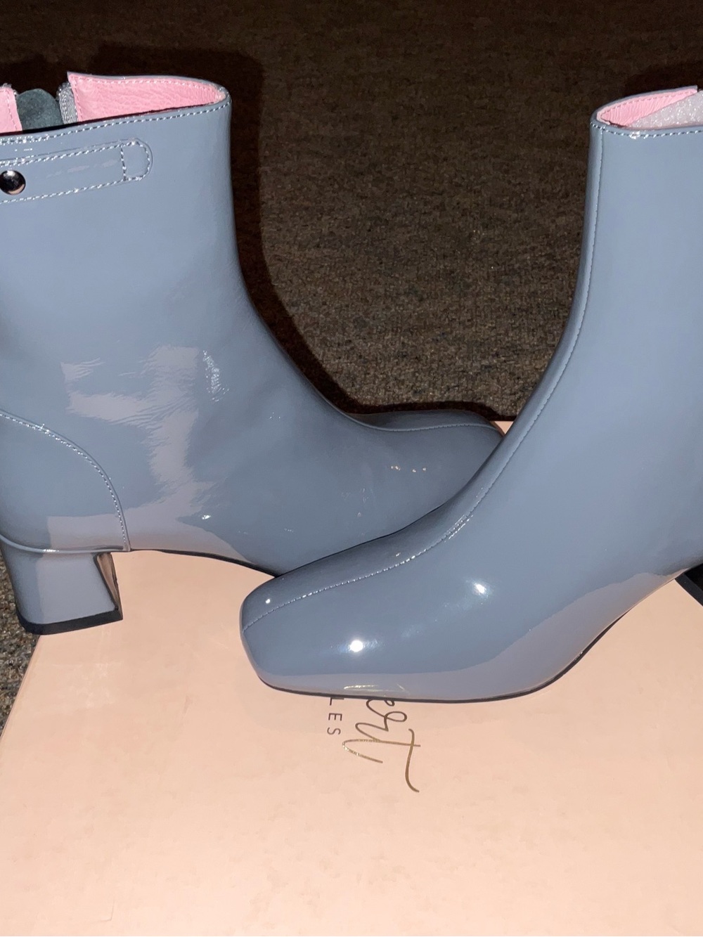Gini & Albert Grey Gardens Wyn Zip Boot Heels Size 36 NEW IN BOX patent leather